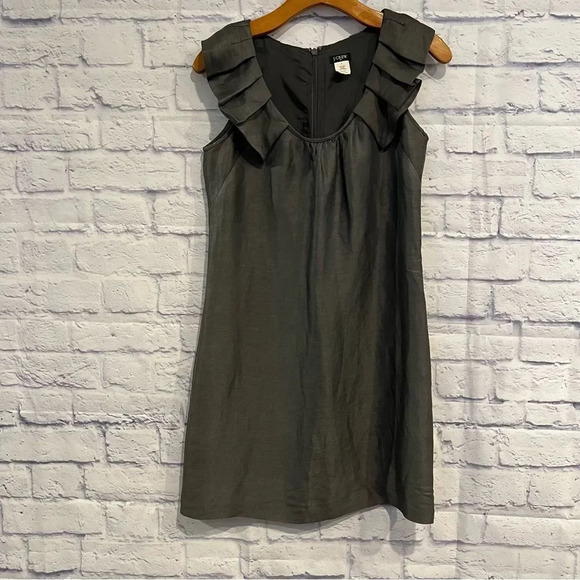 J. Crew Gray Ruffle‎ Collar Lined Sheath Dress - Picture 2 of 8